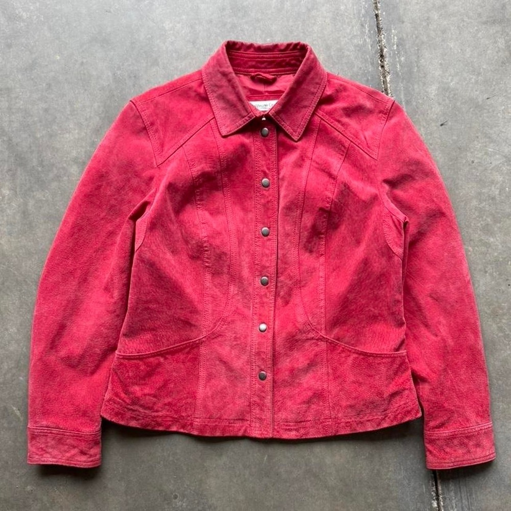 Y2K Women's Red Suede Leather Jacket
